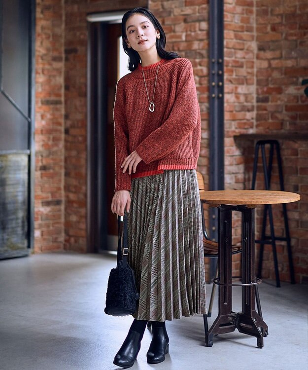 ANY L 【5色展開】バイカラーMIXニット オレンジMIX