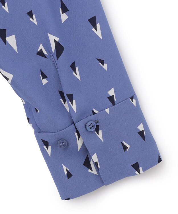 ICB 【UVケア・速乾】Back Satin Amunzen クルーネックブラウス スマルトブルー柄