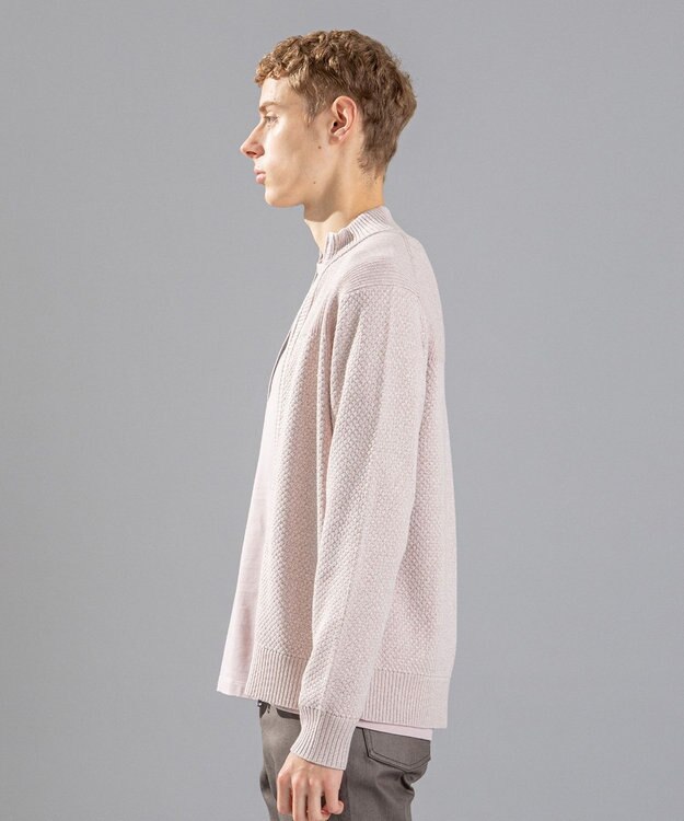 JOSEPH HOMME シルクバルキーハニカム　ジップアップニット ローズ系