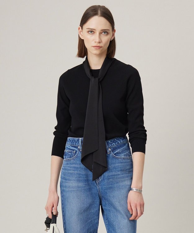 ICB 【洗える】 クロスコンビ ボウタイニット ブラック系