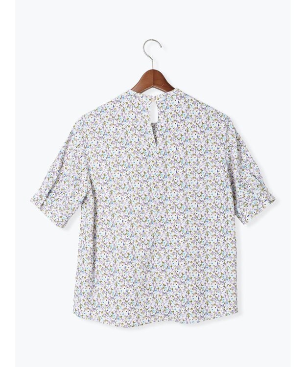 Te chichi パターンアソート5分袖ボウタイブラウス ブルー