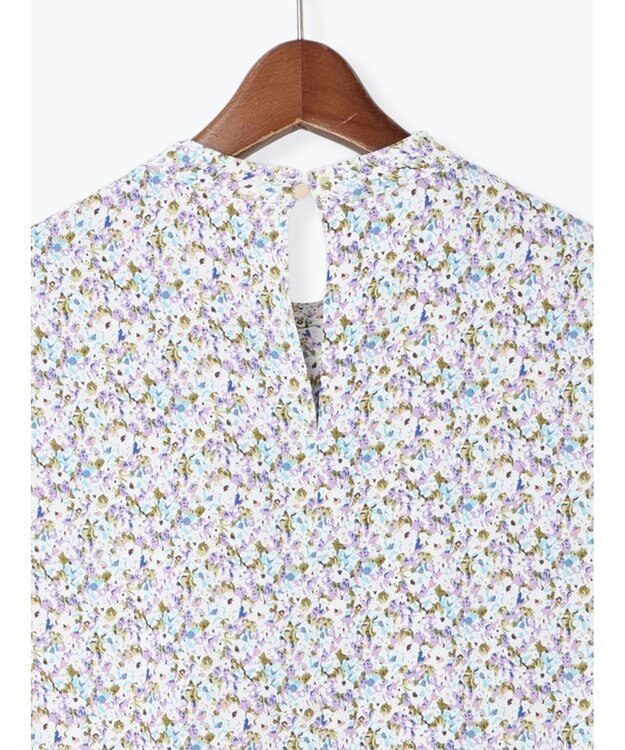 Te chichi パターンアソート5分袖ボウタイブラウス ブルー