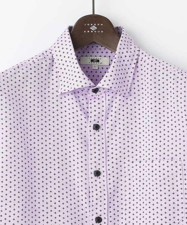 JOSEPH ABBOUD 【ビジネスシーンに最適・サステイナブル】ソアロンンシャンブレープリント 半袖 シャツ ライラック系5