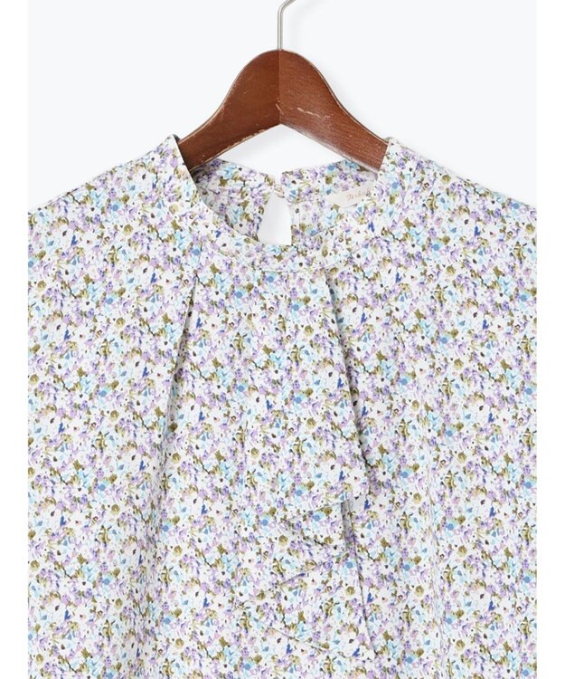 Te chichi パターンアソート5分袖ボウタイブラウス ブルー