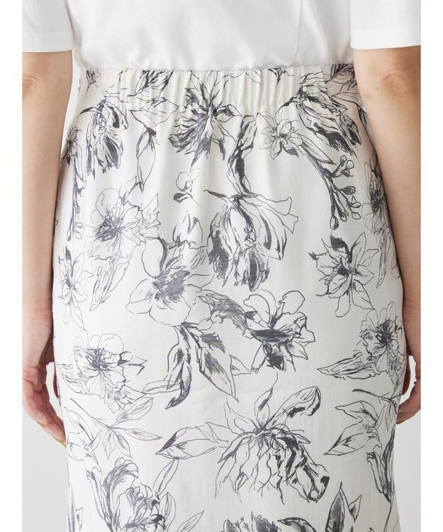 Green Parks モノトーンフラワータイトスカート Off White