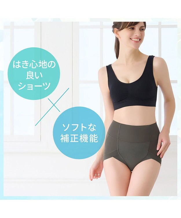 BRADELIS New York 【Yukine inc. 】ゆきねえモアソフト快適ホールドショーツ24  接触冷感で汗をかいても快適補正 カーキ