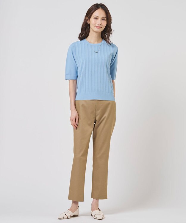 J.PRESS LADIES L 【WEB限定カラーあり】TCシャンブレーサテンST テーパード パンツ キャメル系