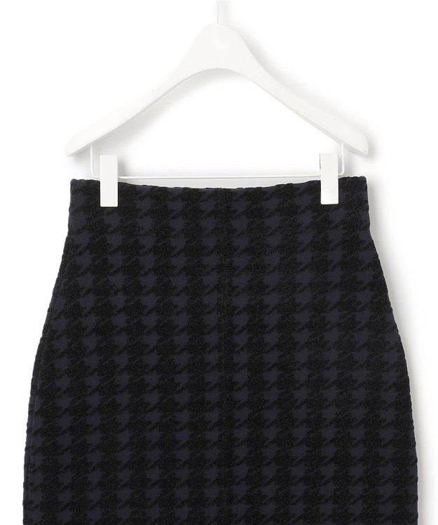 ICB 【洗える】ハウンドトゥースパターン ニットスカート ネイビー系