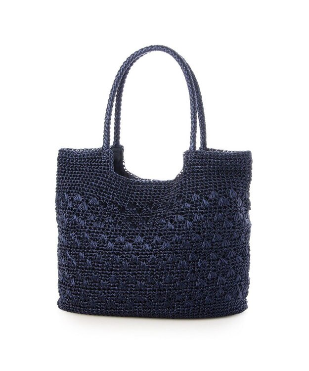 UNBILLION カシュカシュ cachecache / メタリックコード柄編みトートバッグ ネイビー