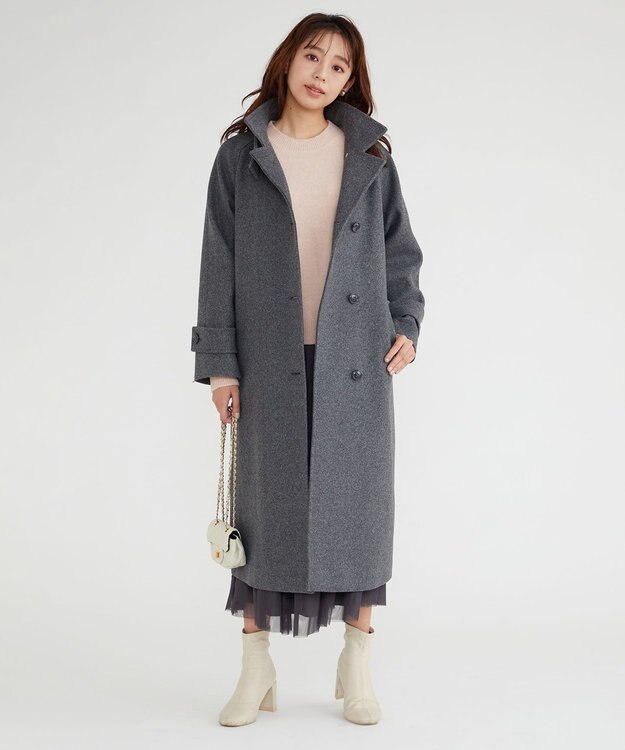 Feroux 【古畑星夏さん着用】スタンドネックウールライク コート グレー系