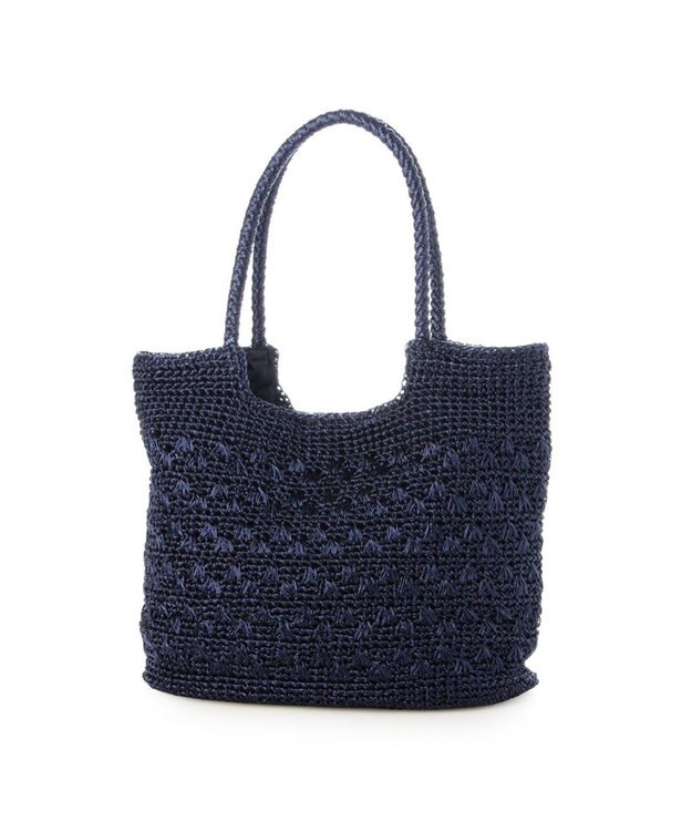 UNBILLION カシュカシュ cachecache / メタリックコード柄編みトートバッグ ネイビー