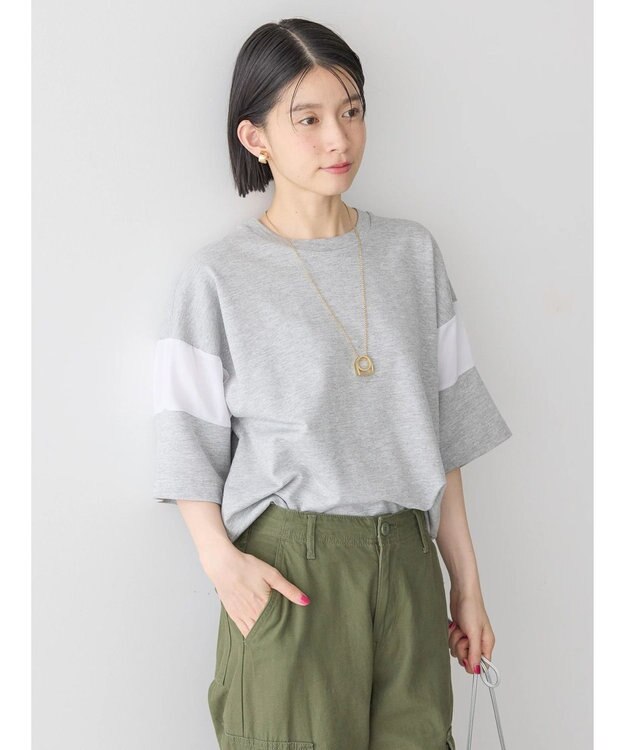 AMERICAN HOLIC 異素材ラインカットプルオーバー2 Light Gray Mixture