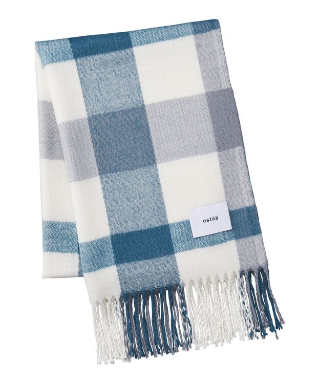 MOONBAT estaa パフィーラメストール ビッグチェック／手洗い可 ターコイズブルー