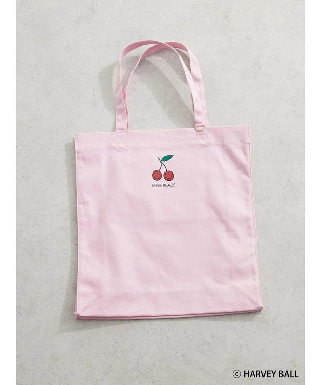 Green Parks Ｓｍｉｌｅｙ　Ｆａｃｅ／チェリープリントＢｉｇトートバック Pink