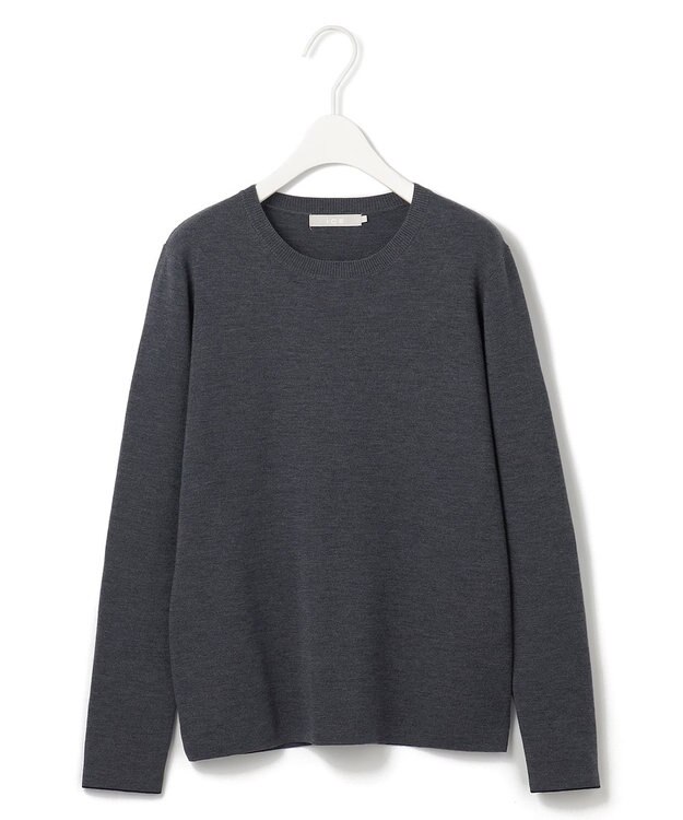 ICB 【洗える】 エクストラファインメリノ クルーネックプルオーバー ミディアムグレー系