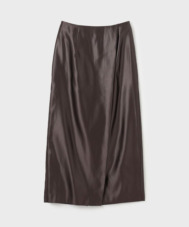 GRACE CONTINENTAL コーティングラップスカート ダークブラウン