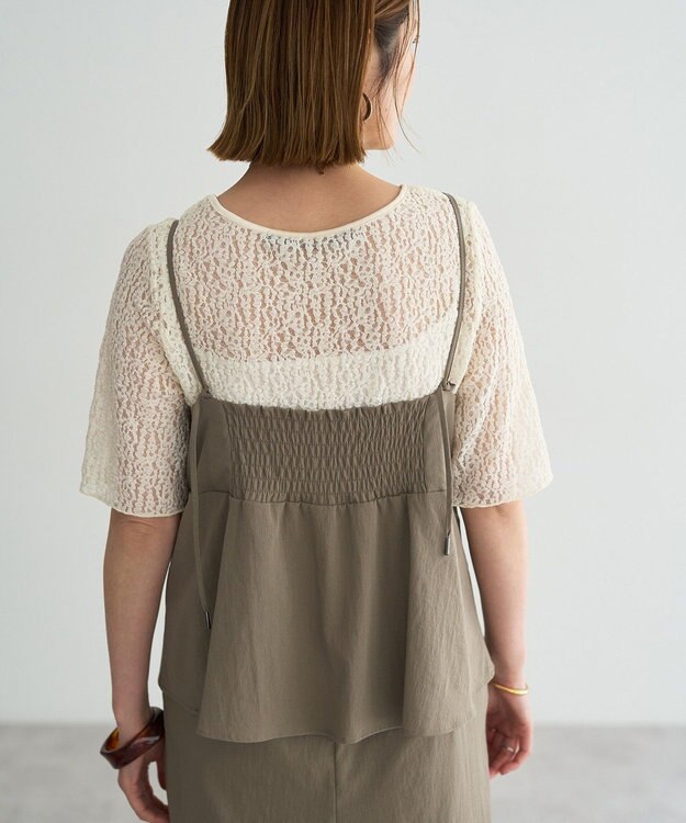 YECCA VECCA ドライタッチペプラムサロペット Dark Beige