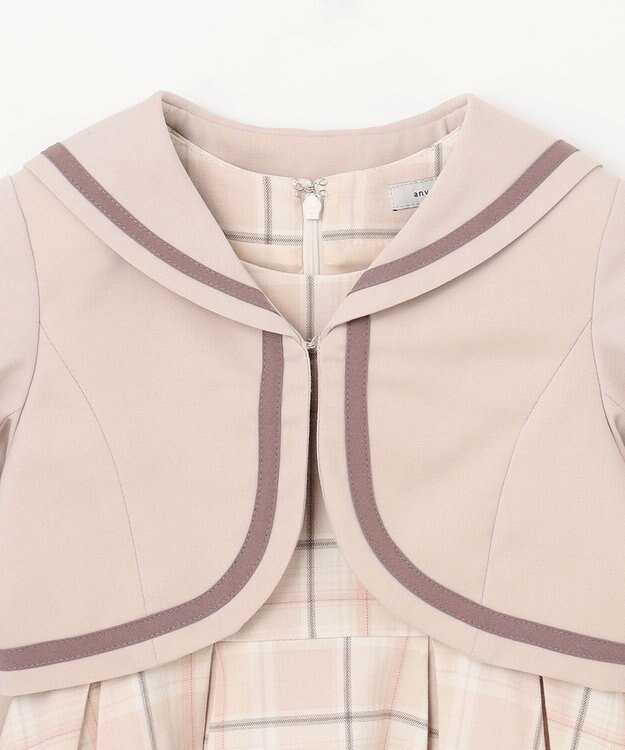 ANY KIDS ジャケット付き チェック ワンピース ピンクベージュ