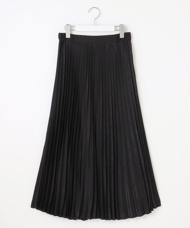 J.PRESS LADIES 【洗える】マロンサテン プリーツ スカート ブラック系