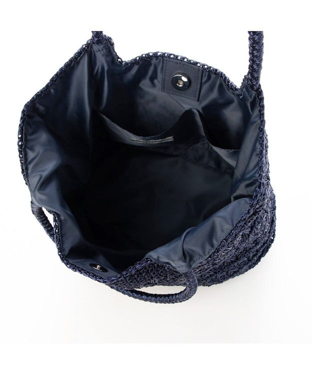 UNBILLION カシュカシュ cachecache / メタリックコード柄編みトートバッグ ネイビー