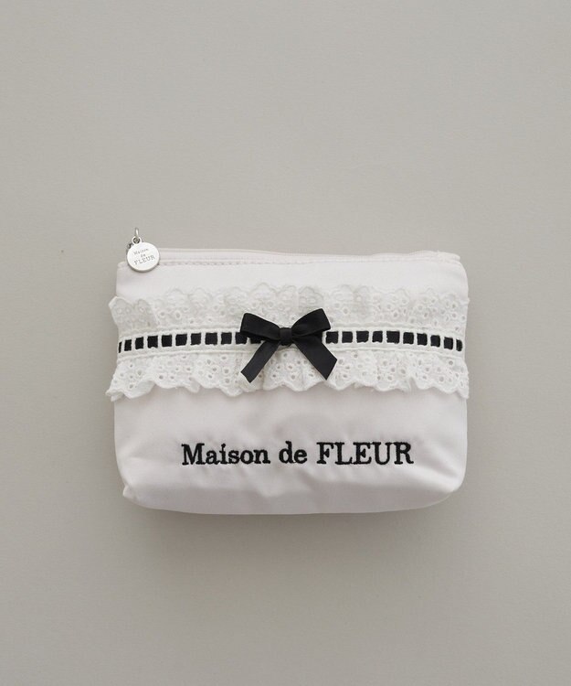 Maison de FLEUR コットンフリルポーチ Pink