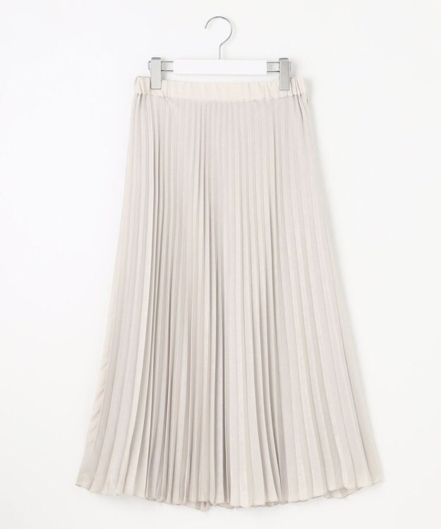 J.PRESS LADIES 【洗える】マロンサテン プリーツ スカート ベージュ系