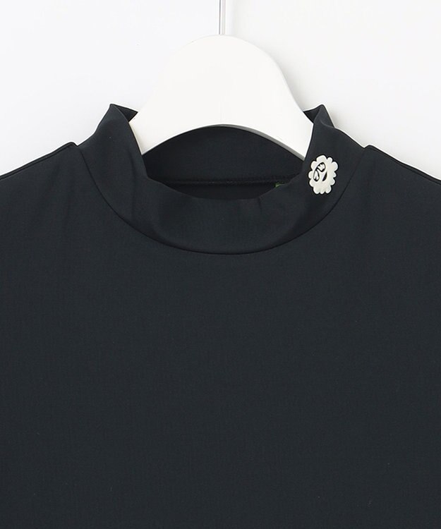 PW CIRCULUS 【WOMEN】【2SET/吸汗速乾/消臭/ストレッチ】ドルマンスリーブメッシュ シャツ + モックネックインナー ブラック系