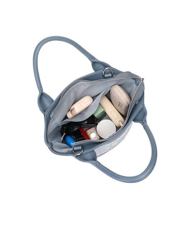 style code 【MERCURYDUO/マーキュリーデュオ】ミックスマテリアル　ハンドバッグ ブルー