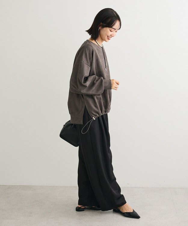 Green Parks なめらかタッチスウェード調ドロストプルオーハ Dark Gray