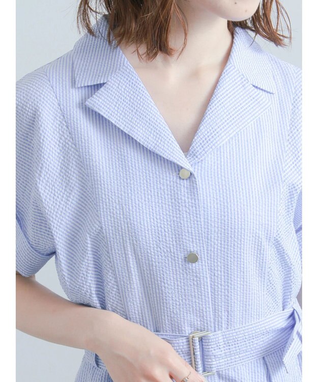 Te chichi 綿サッカーワンピース サックスブルー
