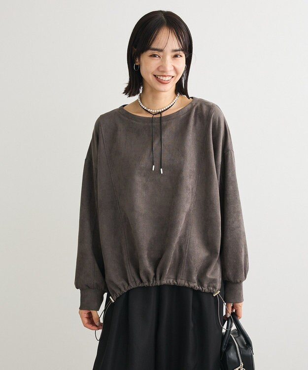 Green Parks なめらかタッチスウェード調ドロストプルオーハ Dark Gray