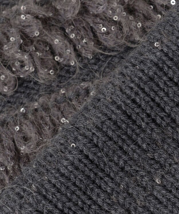 自由区 【PREMIUM KNIT COLLECTION】スパンコールコンビ ニット チャコール