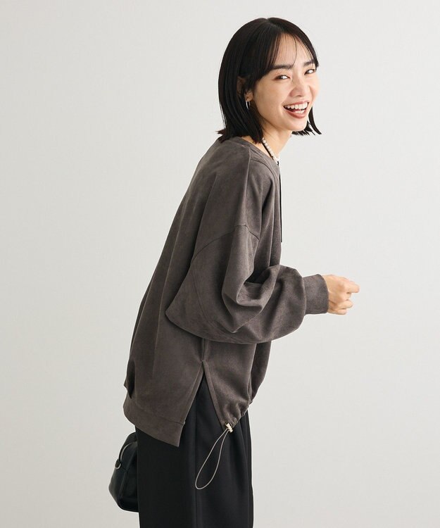 Green Parks なめらかタッチスウェード調ドロストプルオーハ Dark Gray