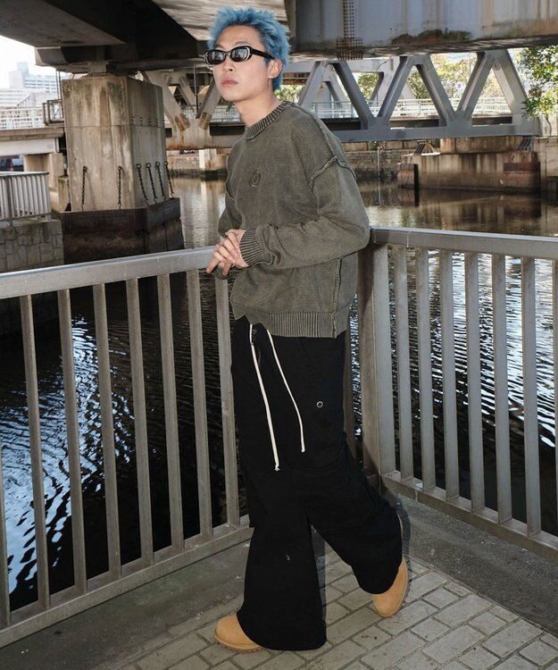 WEGO 【ユニセックス着用ITEM】ピグメントロゴニットプルオーバー カーキ