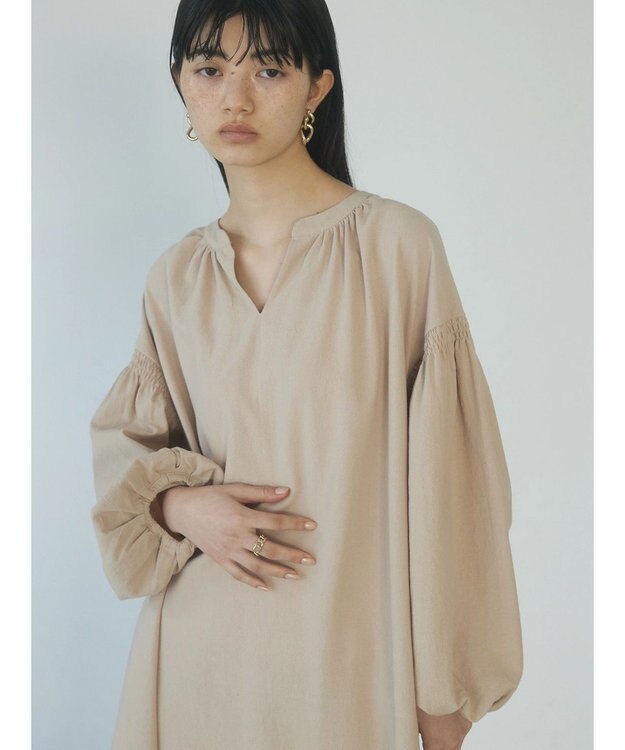 Green Parks ａ．袖ギャザーボリュームワンピース Beige