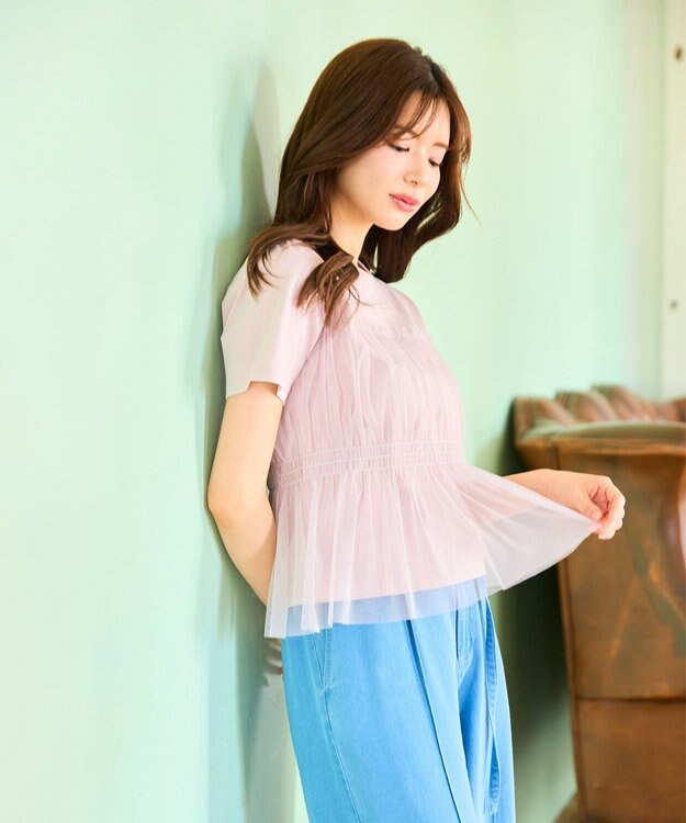 Feroux チュールコンビカットソー ピンク系