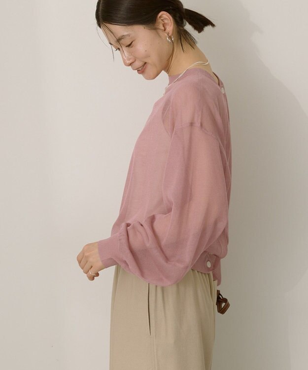 AMERICAN HOLIC 【WEB限定】【接触冷感】2WAYシアーニットカーディガン Pink