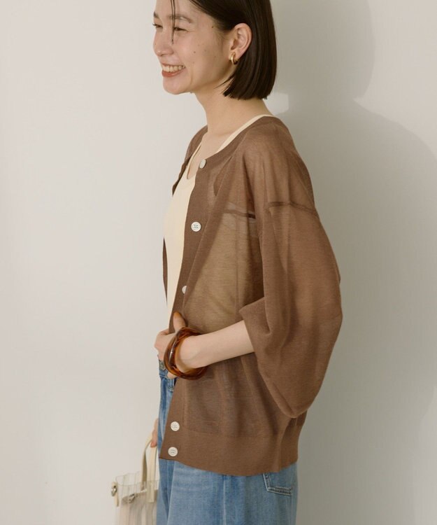 AMERICAN HOLIC 【WEB限定】【接触冷感】2WAYシアーニットカーディガン Brown