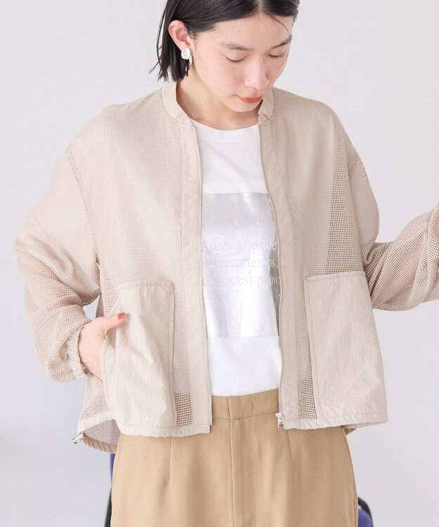 AMERICAN HOLIC メッシュ異素材切替ブルゾン Beige