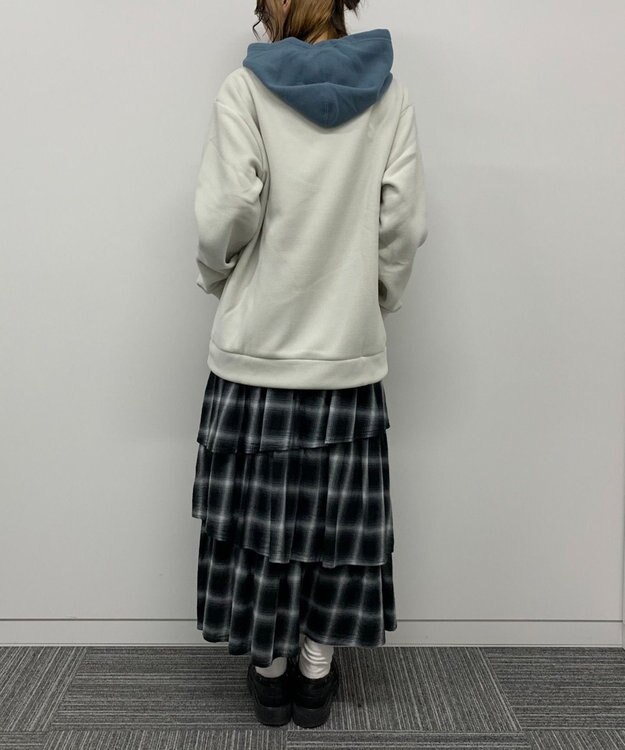 WEGO 【ユニセックス着用ITEM】ワッフルフリースOP刺繍プルパーカー ホワイトアイボリー