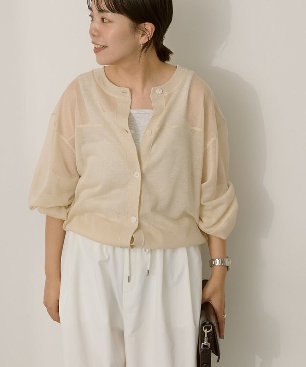 AMERICAN HOLIC 【WEB限定】【接触冷感】2WAYシアーニットカーディガン Off White