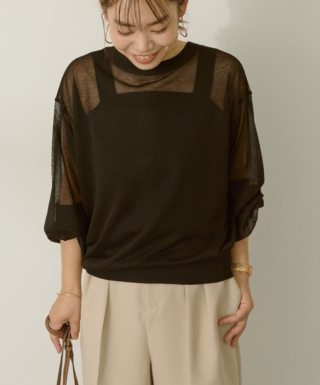 AMERICAN HOLIC 【WEB限定】【接触冷感】2WAYシアーニットカーディガン Black