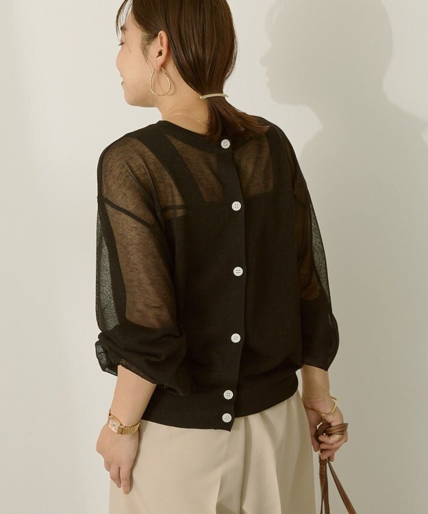 AMERICAN HOLIC 【WEB限定】【接触冷感】2WAYシアーニットカーディガン Black