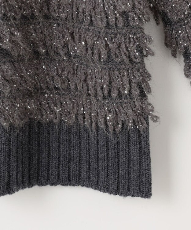 自由区 【PREMIUM KNIT COLLECTION】スパンコールコンビ ニット チャコール