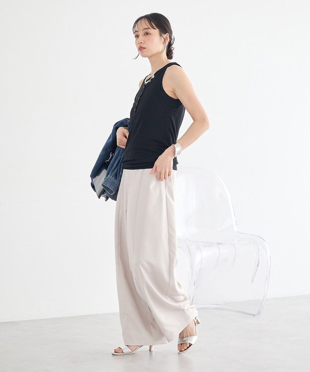 earth music&ecology 【SET】シアーフライスレイヤードタンクトップ Black