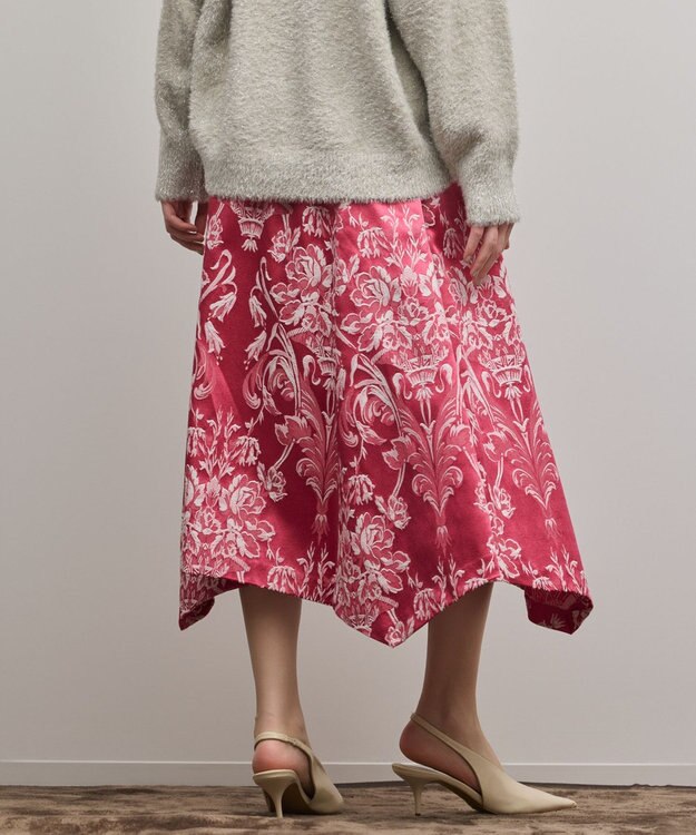 GRACE CONTINENTAL オーナメントジャガードハンカチヘムスカート ピンク