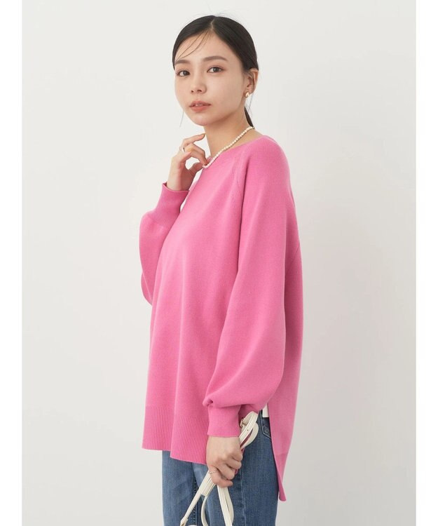 earth music&ecology サイドスリットルーズチュニック Pink