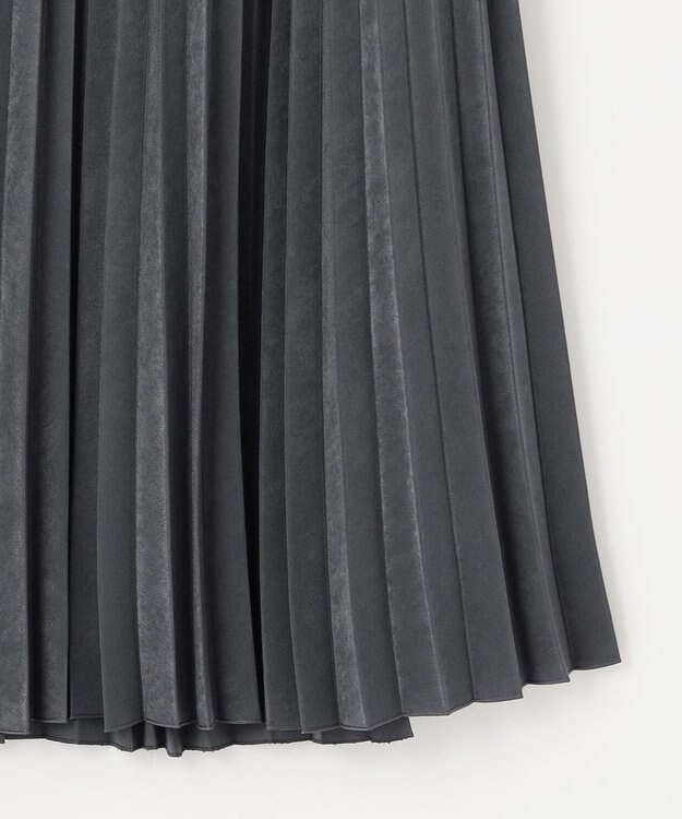 J.PRESS LADIES 【洗える】マロンサテン プリーツ スカート グレー系