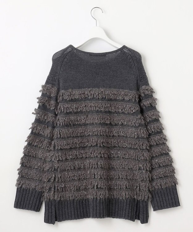 自由区 【PREMIUM KNIT COLLECTION】スパンコールコンビ ニット チャコール