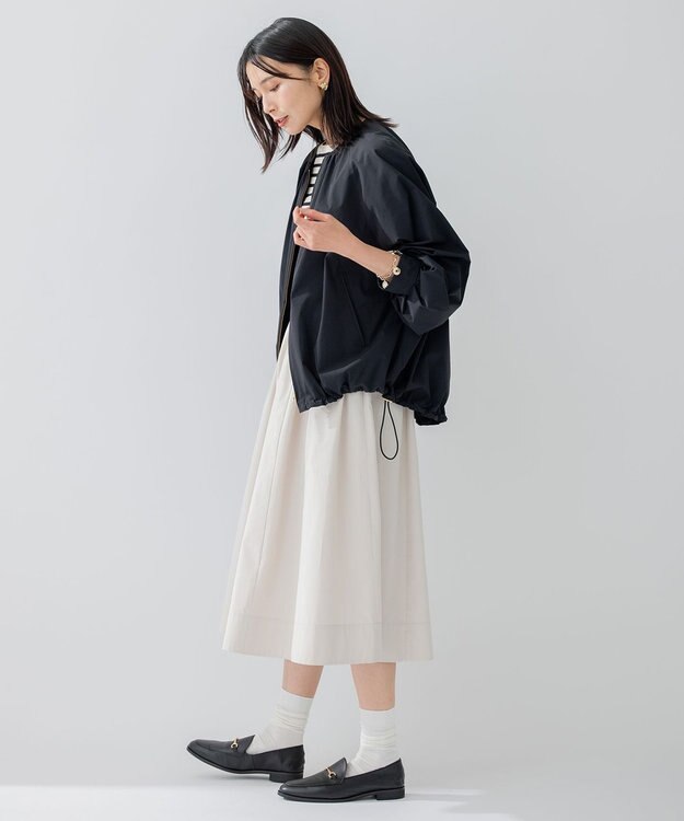 23区 ナイロン2WAYストレッチ ノーカラー ブルゾン ブラック系